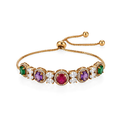 Antique Gold Plated Multi AD Adjustable Bracelet for Women