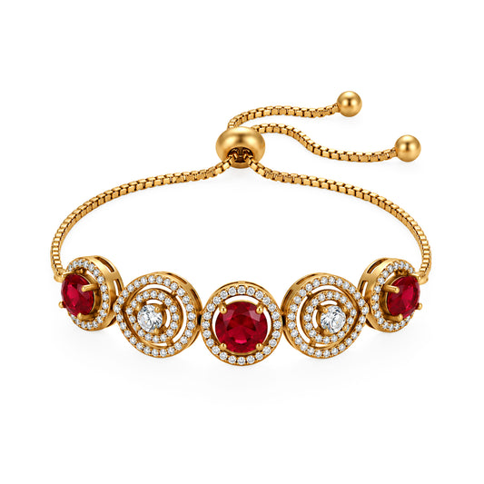 Antique Gold Plated Red AD Adjustable Bracelet for Women