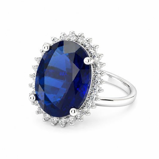 Silver Plated Blue AD Finger Ring for Women