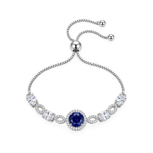 Silver Plated Blue AD Adjustable Bracelet for Women