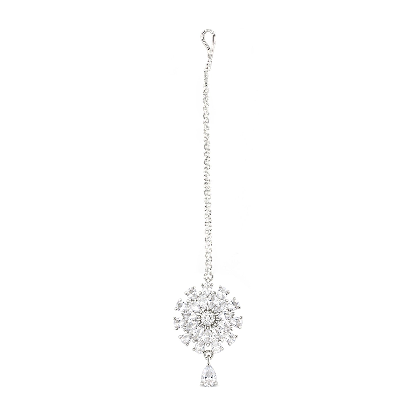 Silver Plated AD Maang Tikka for Women