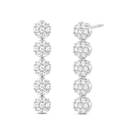 Silver Plated AD Floral Drop Earrings for Women