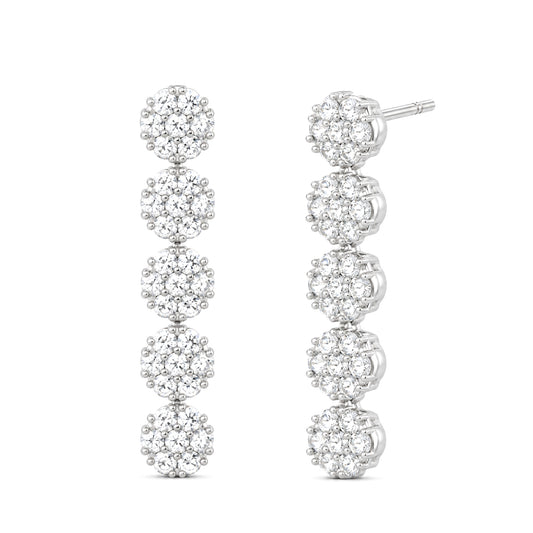 Silver Plated AD Floral Drop Earrings for Women