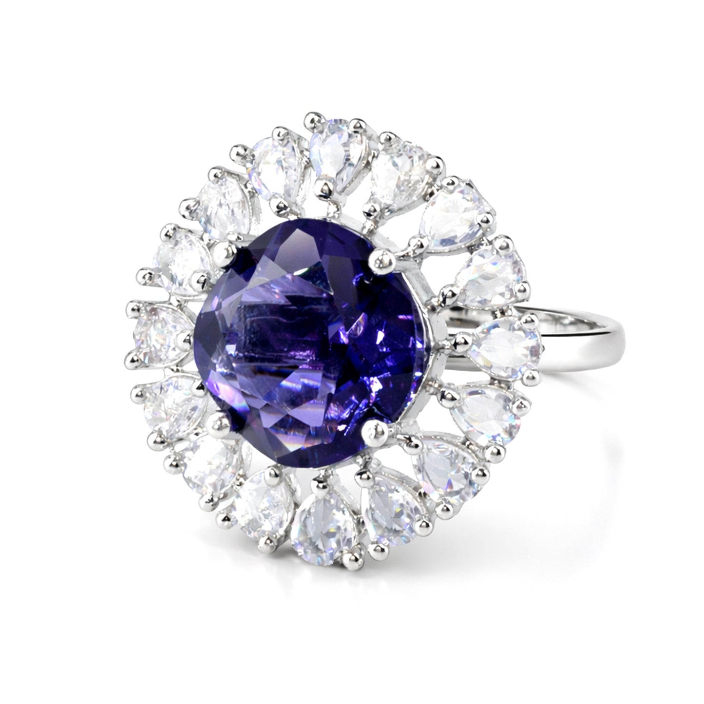 Silver Plated Purple AD Finger Ring for Women
