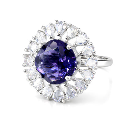 Silver Plated Purple AD Finger Ring for Women