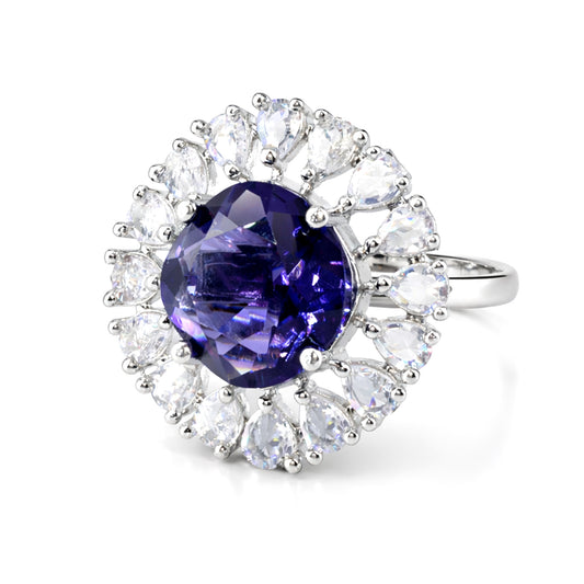 Silver Plated Purple AD Finger Ring for Women