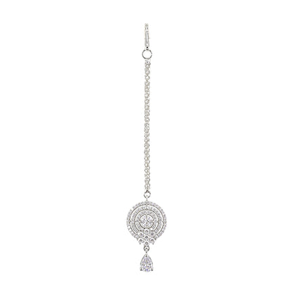 Silver Plated AD Maang Tikka for Women