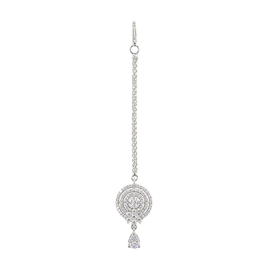 Silver Plated AD Maang Tikka for Women