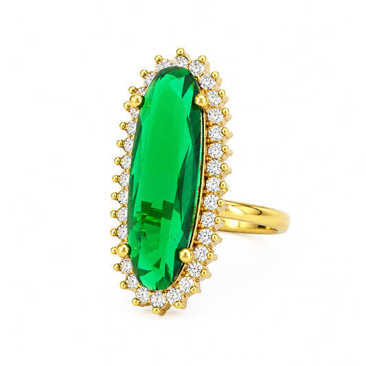 Gold Plated Green AD Finger Ring for Women