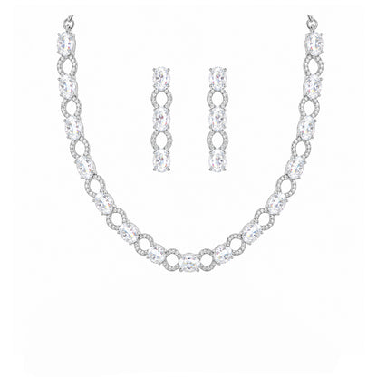 Silver Plated AD Choker Set for Women