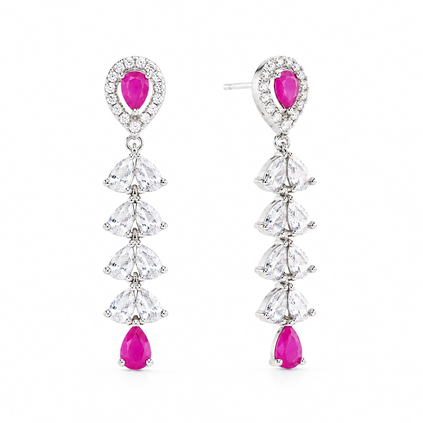 Rhodium Plated AD Drop Earrings for Women