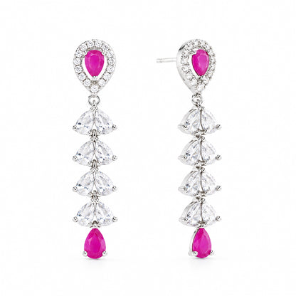 Rhodium Plated AD Drop Earrings for Women