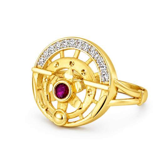 Gold Plated Anti Tarnish Red AD Finger Ring for Women