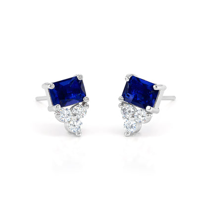 Rhodium Plated Blue AD Studs for Women
