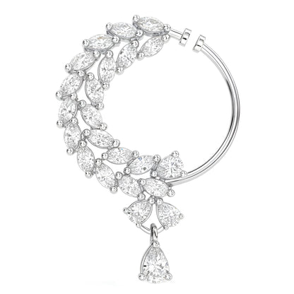 Silver Plated AD Bridal Non-piercing Drop Nose Ring