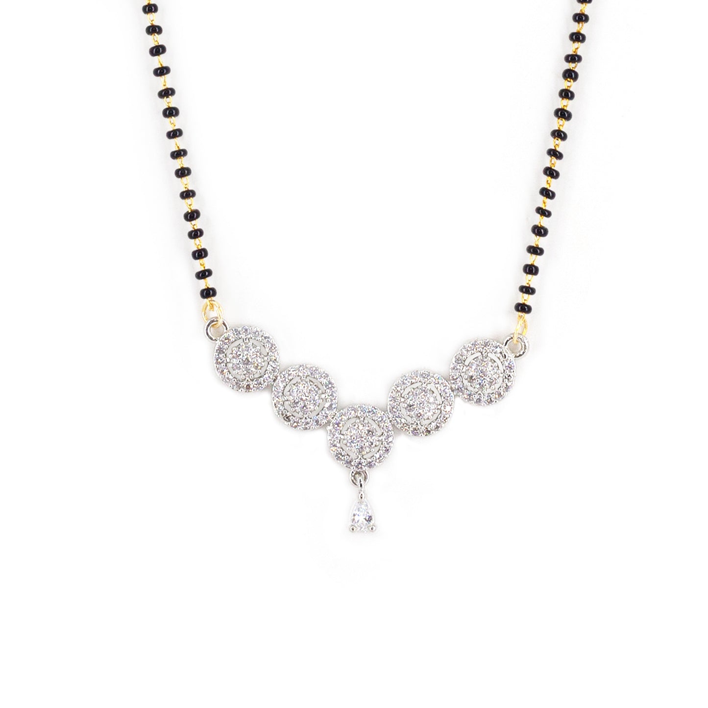 Silver Plated American Diamond Studded Mangal sutra