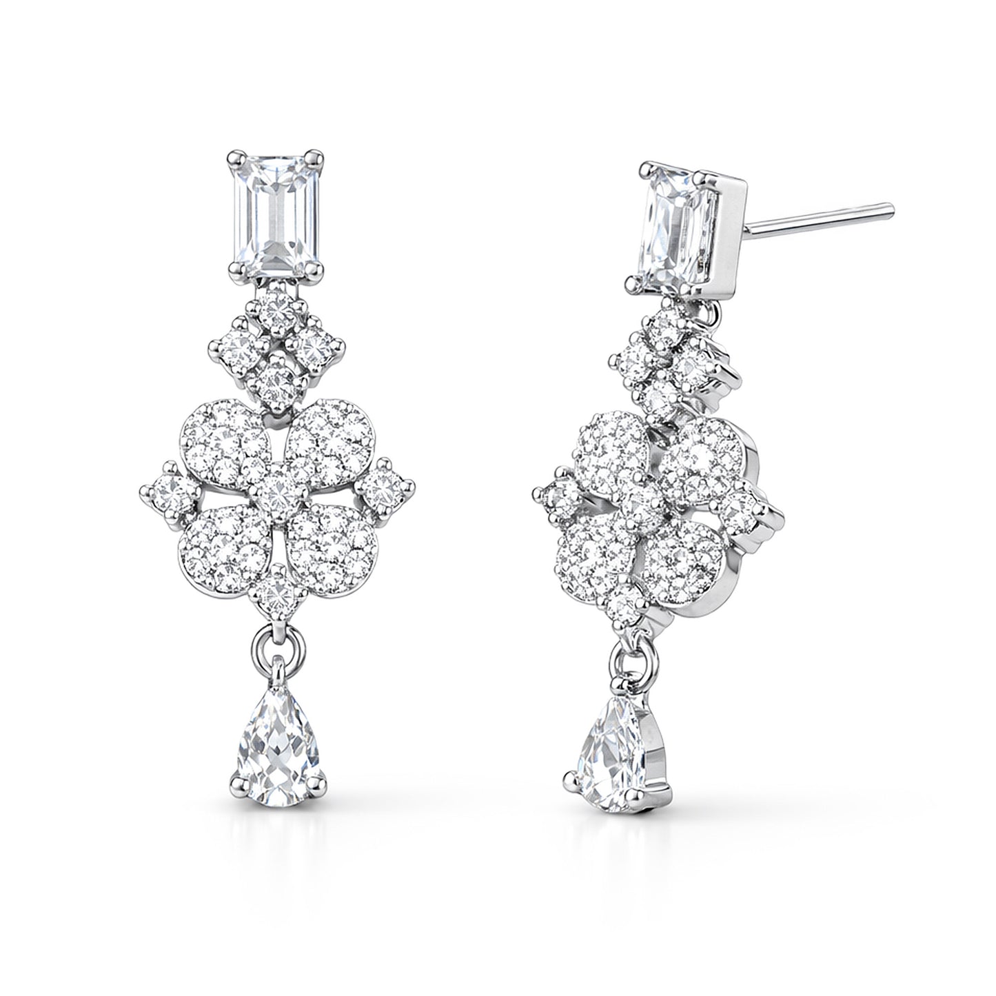 Silver Plated White AD Designer Earrings for Women