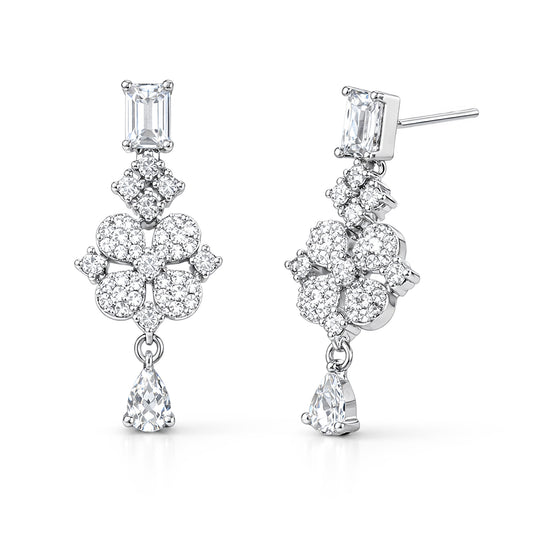 Silver Plated White AD Designer Earrings for Women