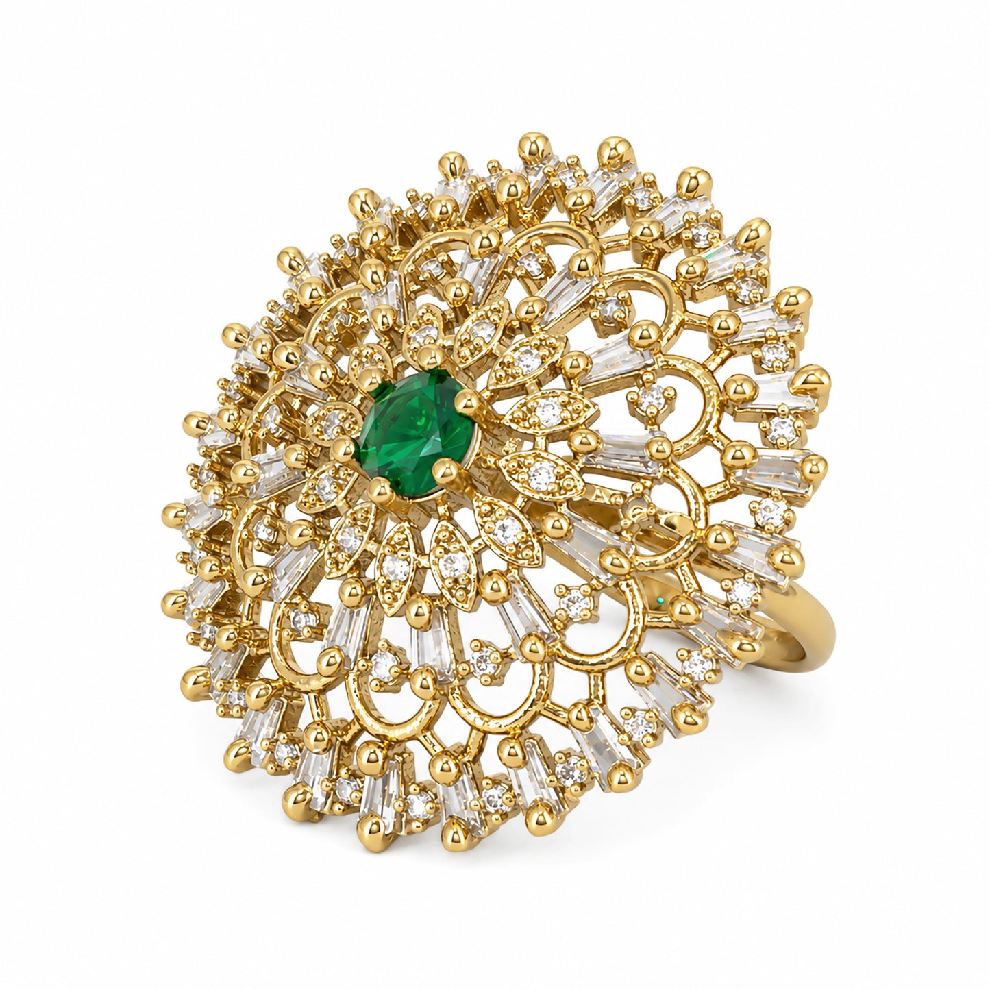 Gold Plated Green AD Finger Ring for Women