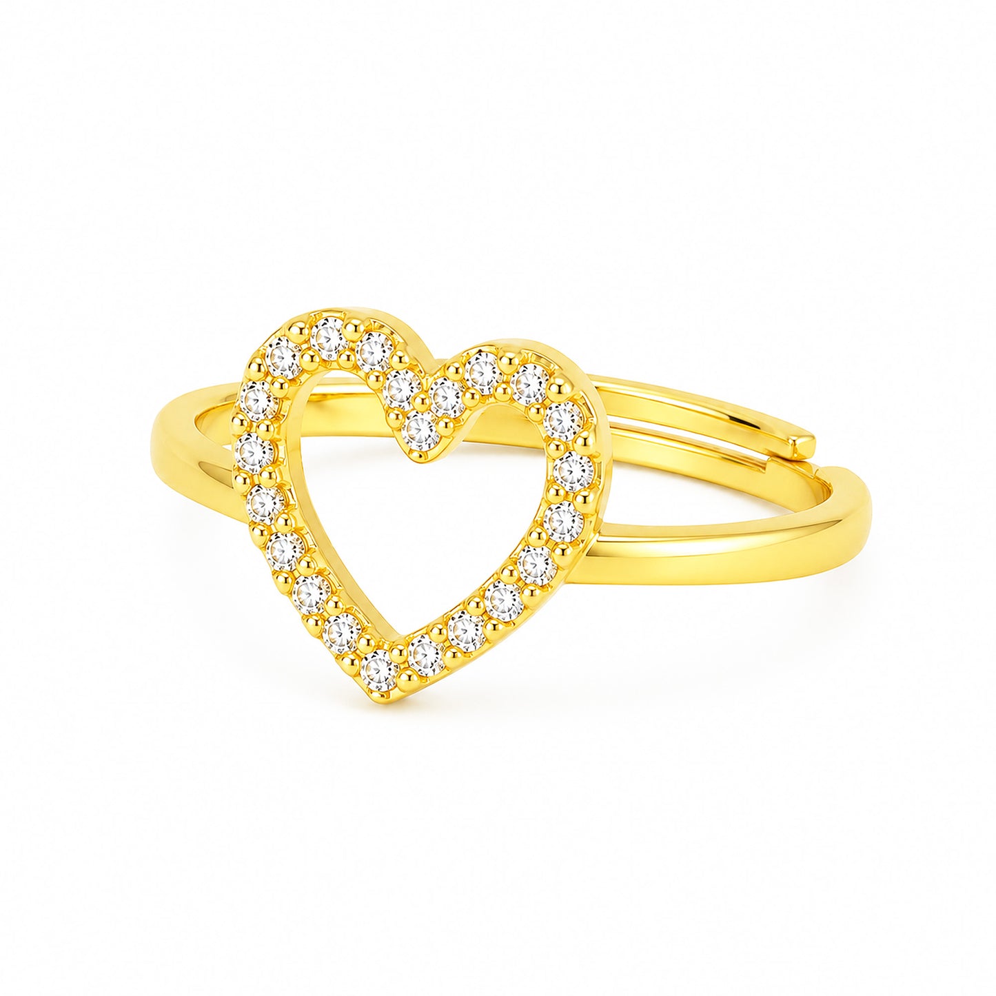 Gold Plated AD Heart Finger Ring for Women