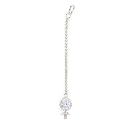 Silver Plated White American Diamond Maang Tikka for Women