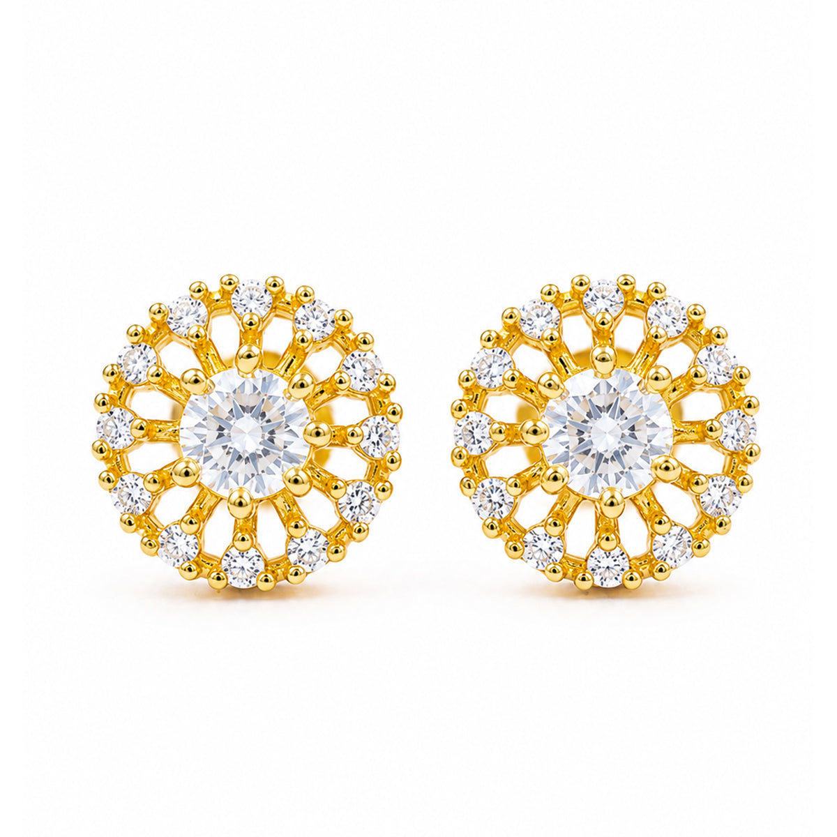 Gold Plated AD Stud Earrings for Women