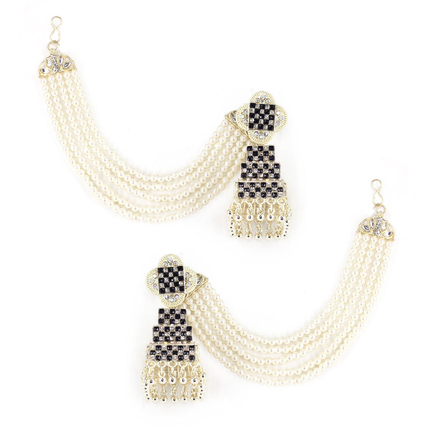 Gold Plated Jhumka with Pearl Chain for Women