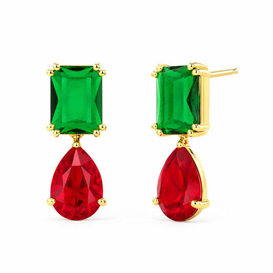 Gold Plated AD Teardrop Earrings for Women