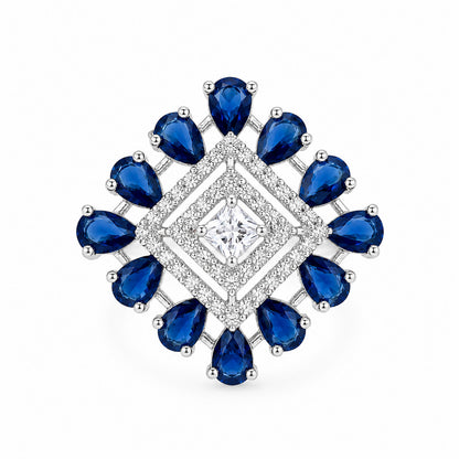Silver Plated Blue AD Finger Ring for Women