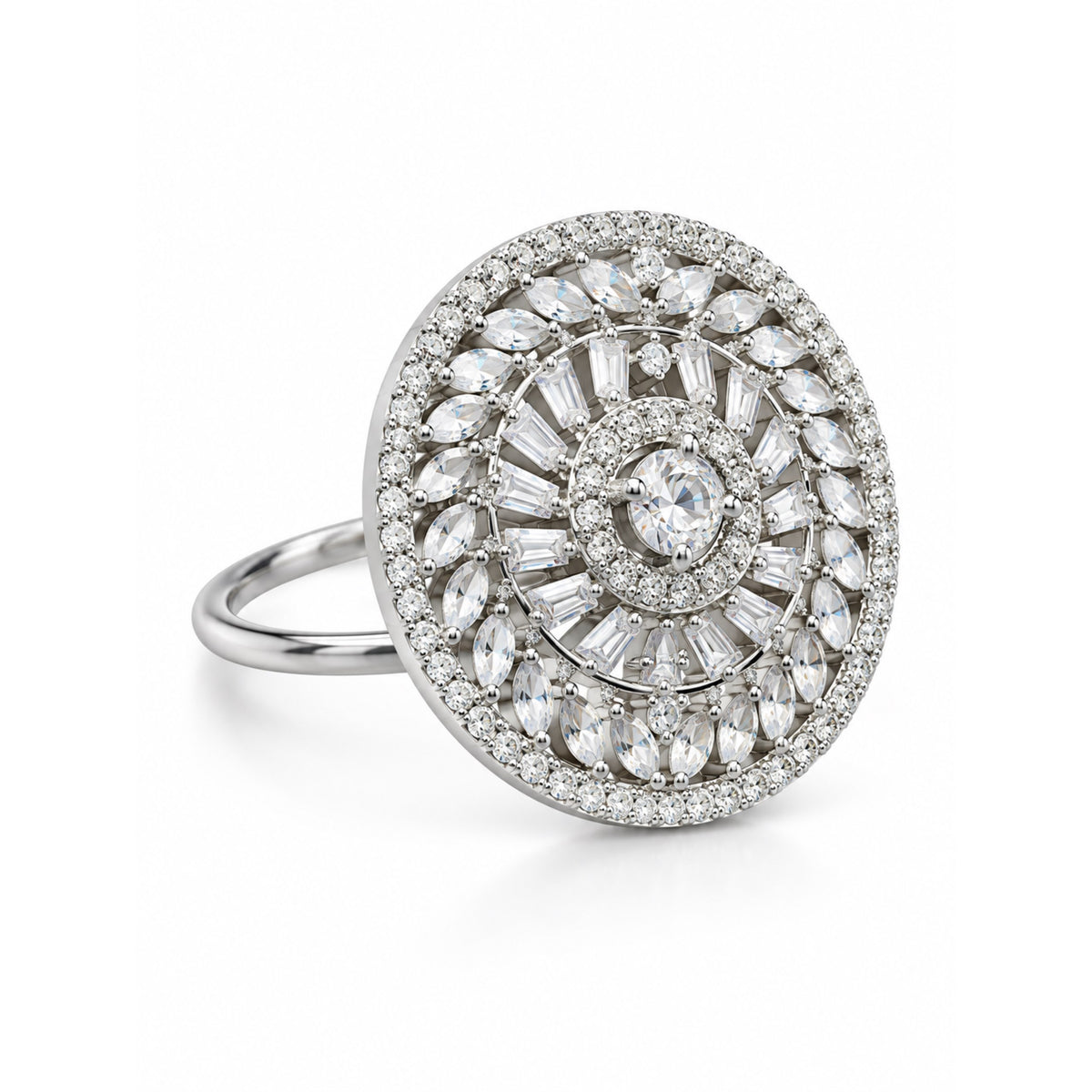 Silver Plated AD Finger Ring for Women