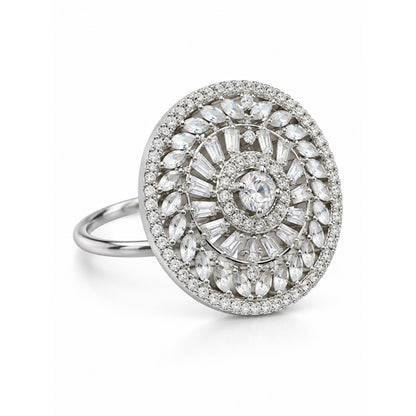 Silver Plated AD Finger Ring for Women