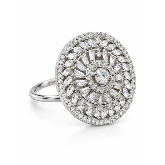 Silver Plated AD Finger Ring for Women