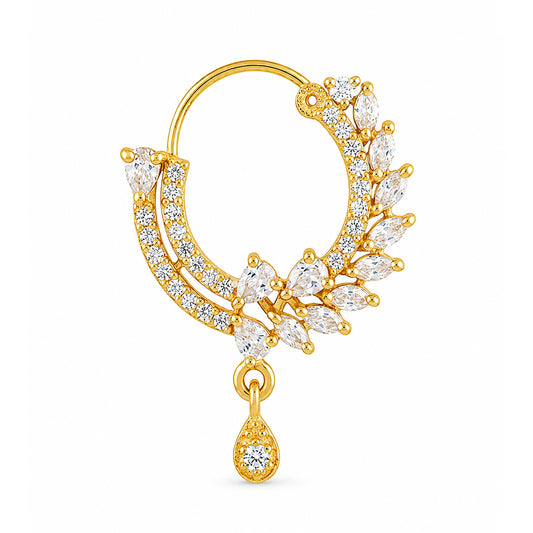 Gold Plated AD Floral Nosering for Women