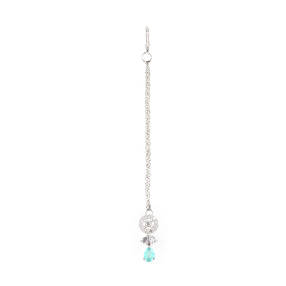 Silver Plated Mint Green AD Maang Tikka