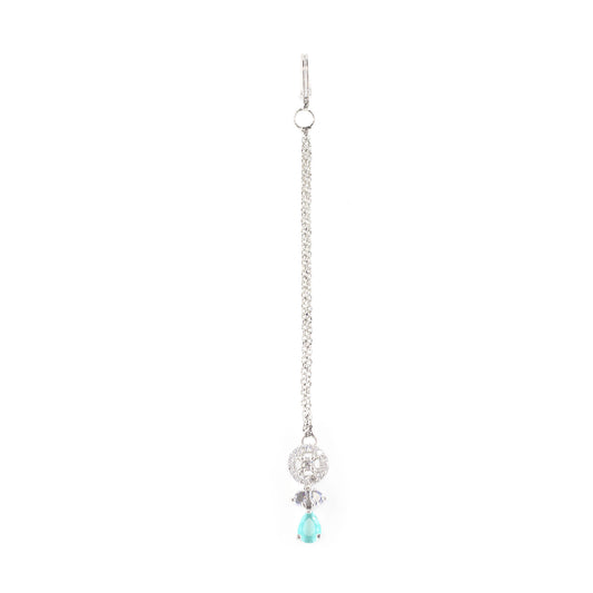 Silver Plated Mint Green AD Maang Tikka