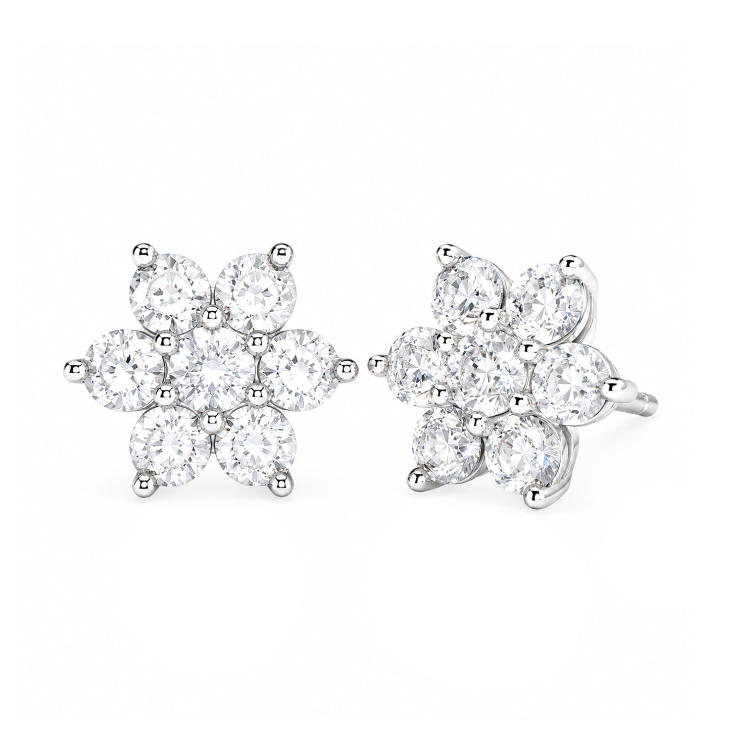 Rhodium Plated AD Studs Earrings for Women