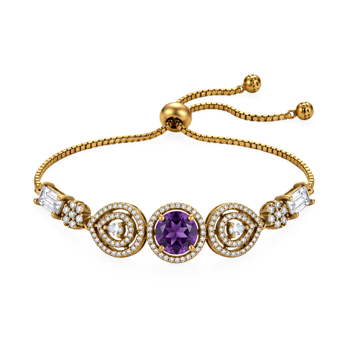 Antique Gold Plated Purple AD Bracelet for Women