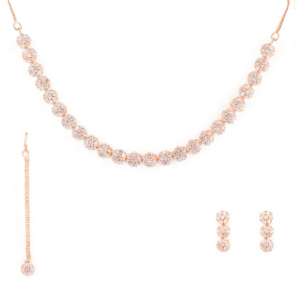 Rose Gold Plated Floral Jewellery Set for Women