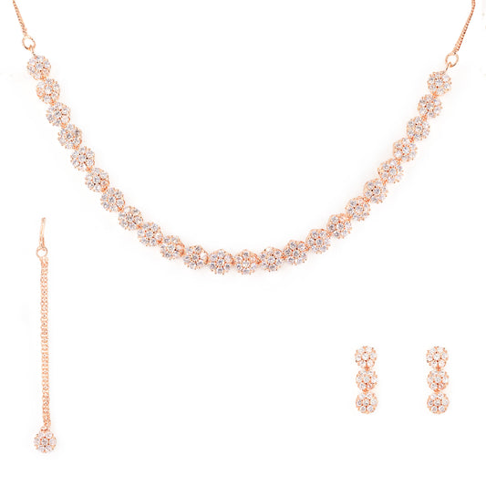 Rose Gold Plated Floral Jewellery Set for Women