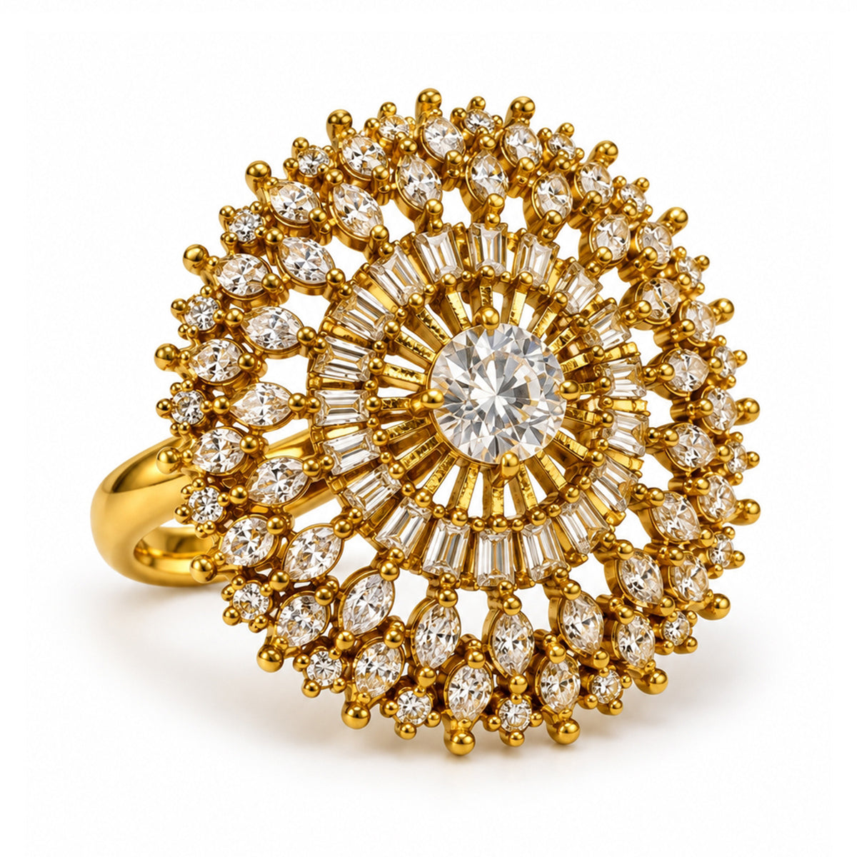 Antique Gold Plated AD Finger Ring for Women