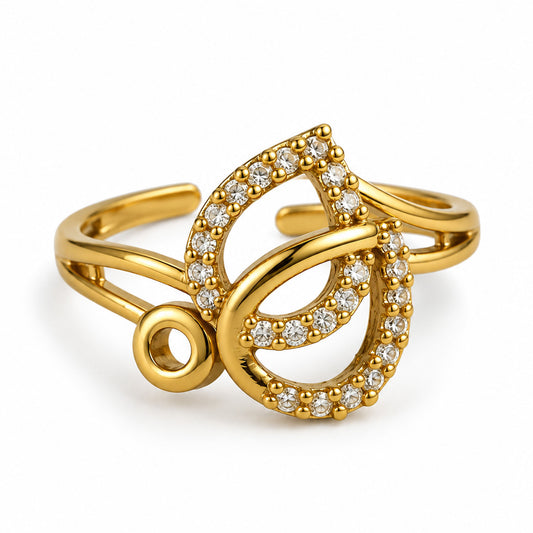 22K Gold Plated AD Finger Ring for Women