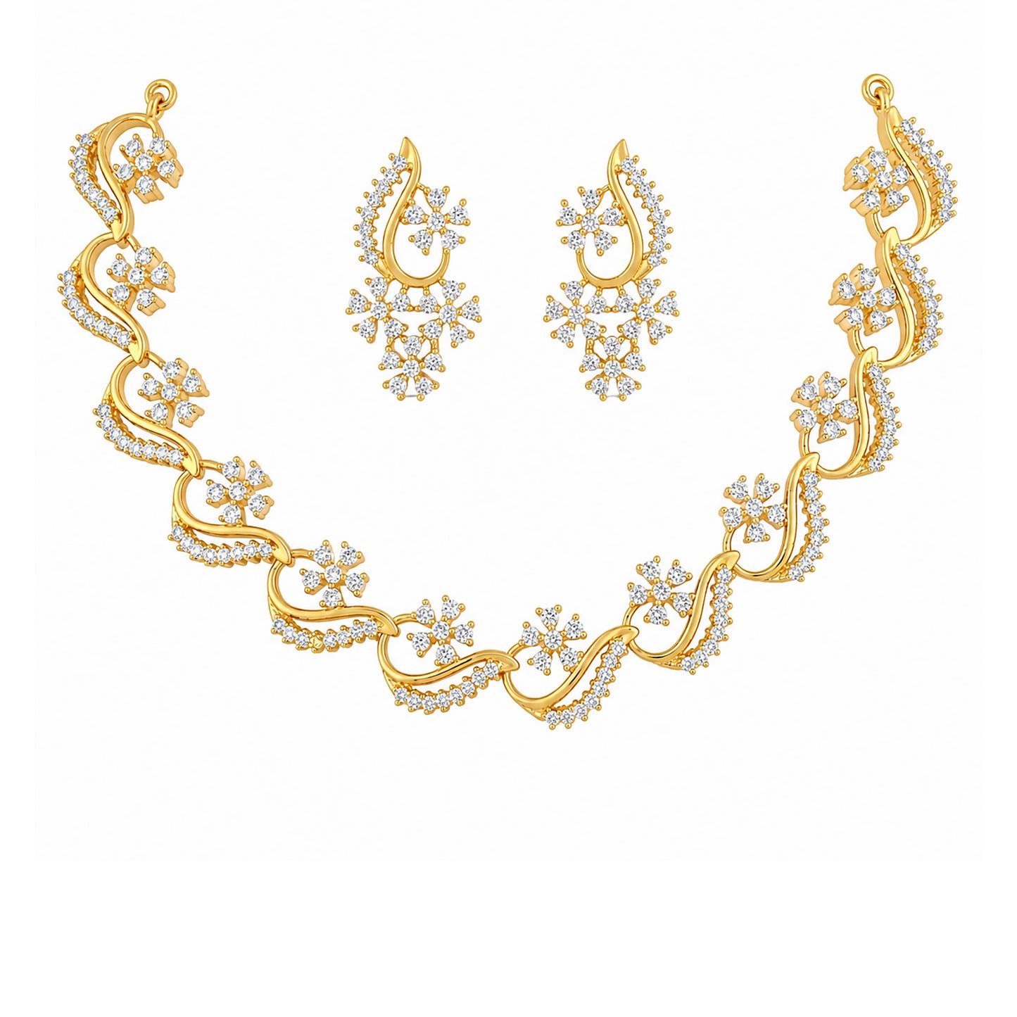 Gold Plated AD Floral Jewellery Set for Women