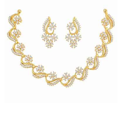 Gold Plated AD Floral Jewellery Set for Women