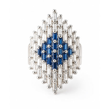 Silver Plated Blue AD Finger Ring for Women