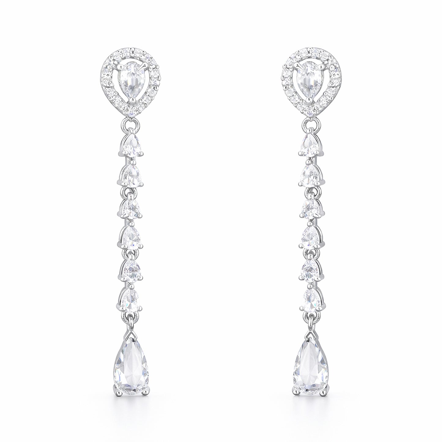 Silver Plated AD Drop Earrings for Women