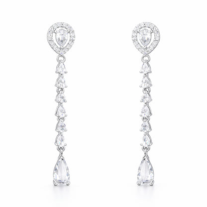 Silver Plated AD Drop Earrings for Women
