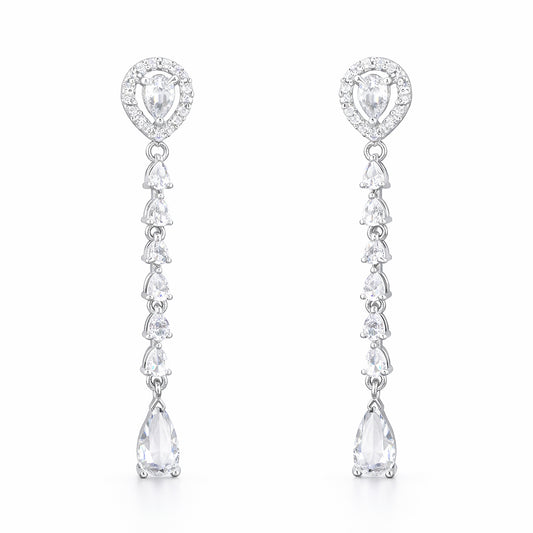Silver Plated AD Drop Earrings for Women