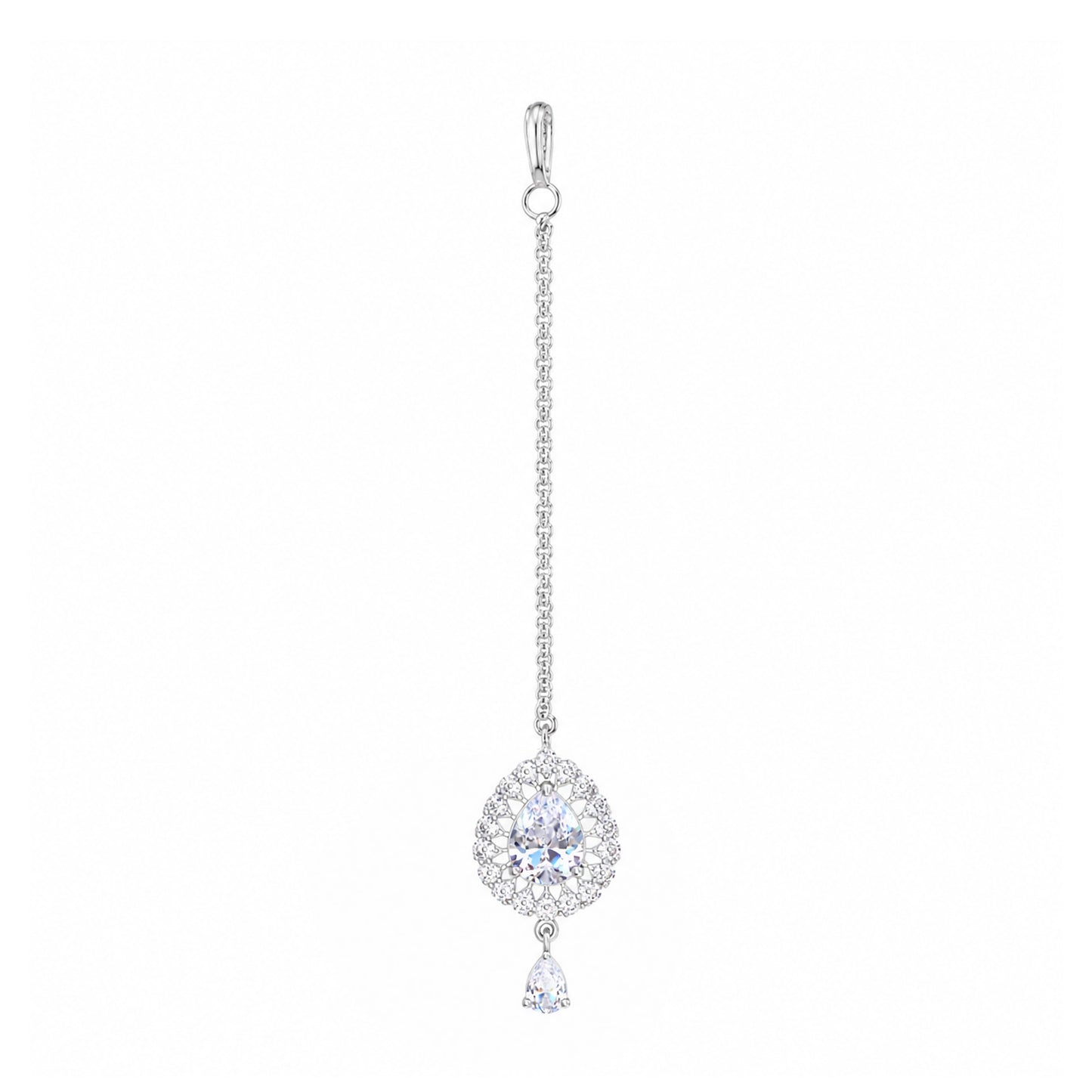 Silver Plated AD Maang Tikka for Women