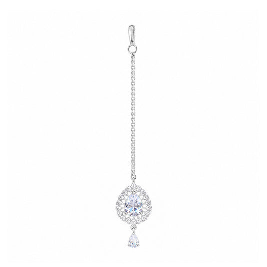 Silver Plated AD Maang Tikka for Women