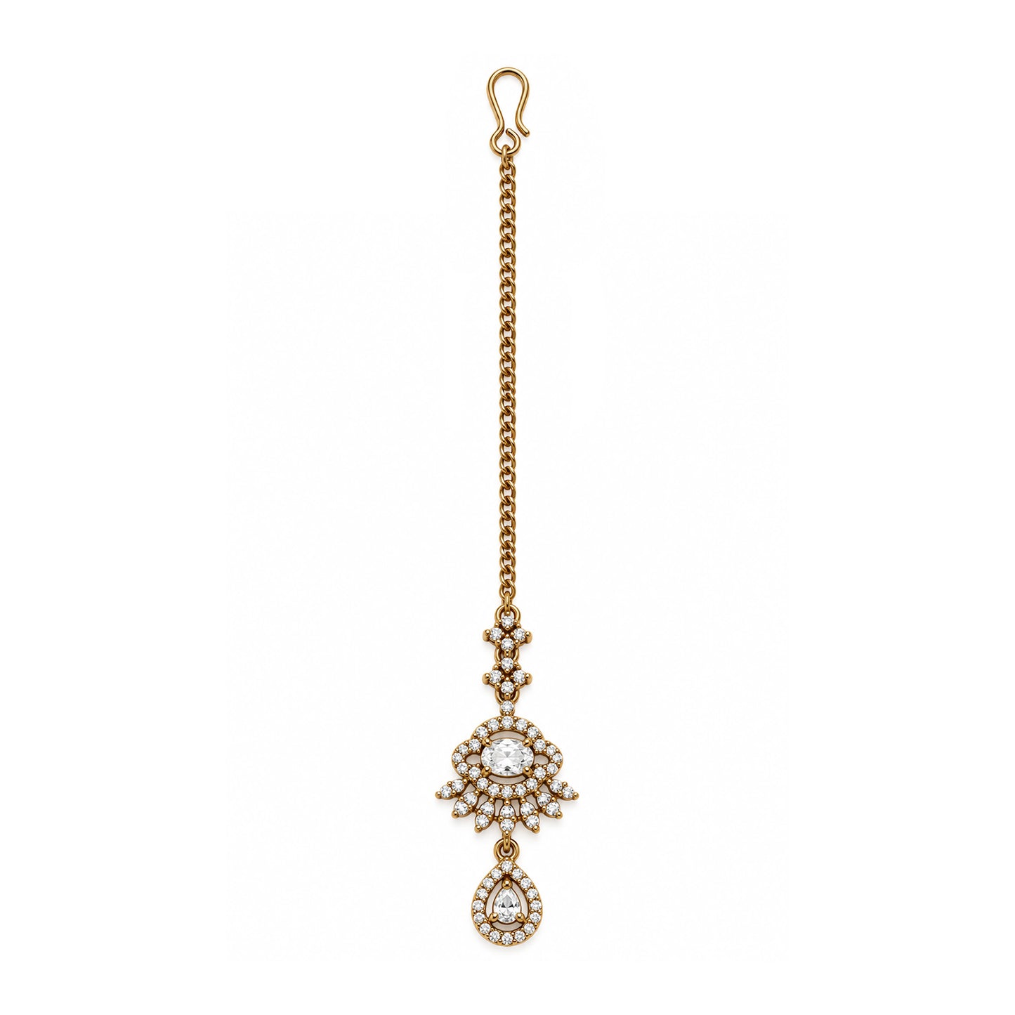 Antique Gold Plated AD Maang Tikka for Women